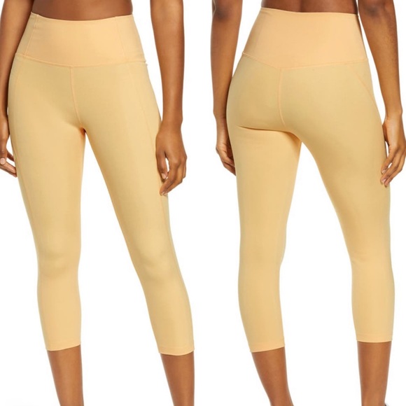 girlfriend collective Pants - GIRLFRIEND COLLECTIVE NWT HIGH WAIST CAPRI LEGGINGS SUNBURST YELLOW EXTRA SMALL